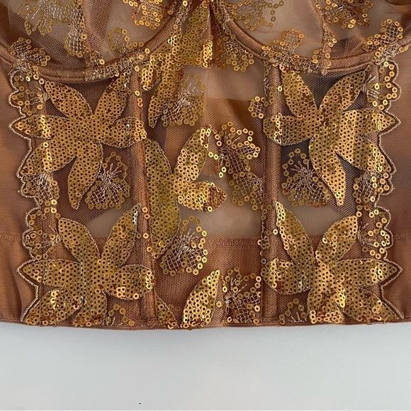 New! Victoria's Secret Sequin Ziggy Glam Floral Corset Bra 20020 - Picture 5 of 8